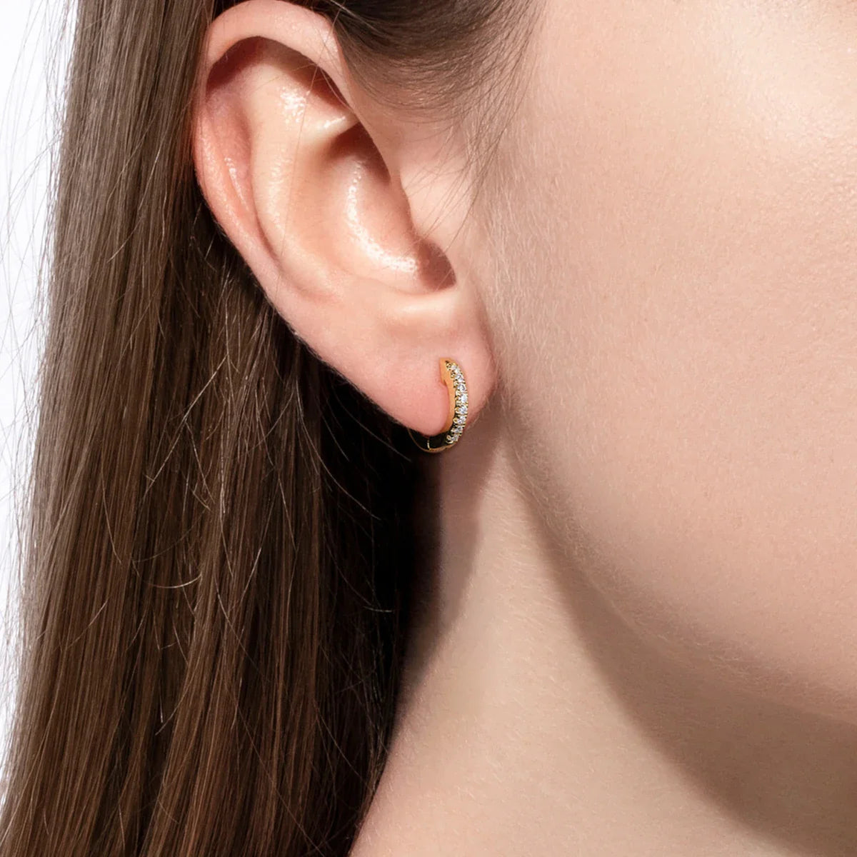 1.5mm D Color Moissanite Huggie Hoop Earrings With Certificate Yellow Gold Plated Huggie Earring For Women Gifts