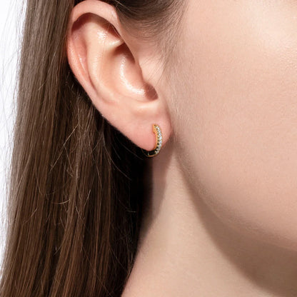 1.5mm D Color Moissanite Huggie Hoop Earrings With Certificate Yellow Gold Plated Huggie Earring For Women Gifts