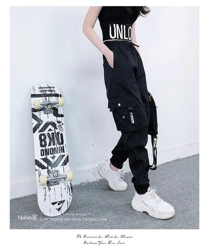 Women's cargo pants loose slim high waist pants