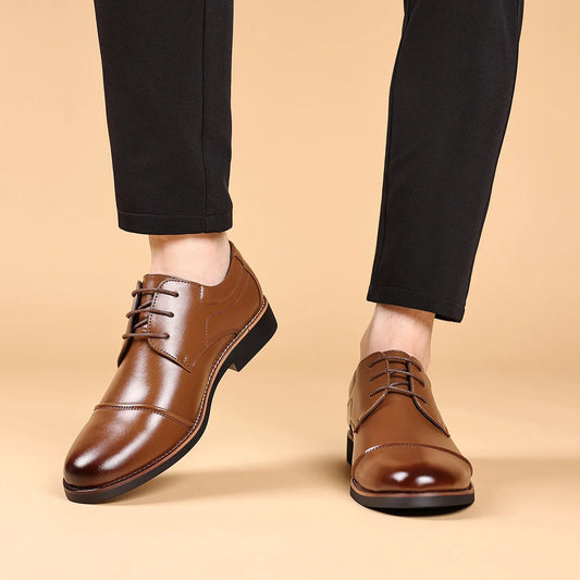 Men's Large Size Business Casual Single Shoes Comfortable Elegant Work Leather Shoes for Daily Wear