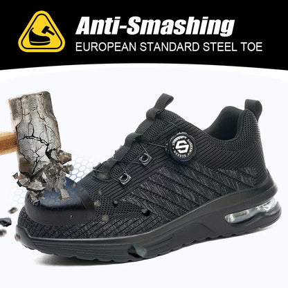 New Men's Rotary Buckle Safety Shoes Anti-Impact Anti-Piercing Lightweight Work Boots Fashion Sporty Design for Outdoor Pro