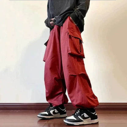 New Casual Pant Cargo Trousers Streetwear Wide Leg Sweatpant High Street Trendy Loose Versatile Straight Casual Pants 2pc Couple