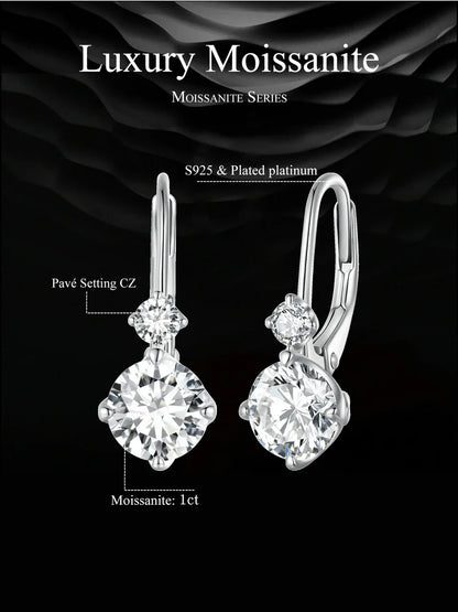2 CTTW Moissanite Ear Buckles 925 Sterling Silver Hoop Earrings for Women Fine Jewelry Gift