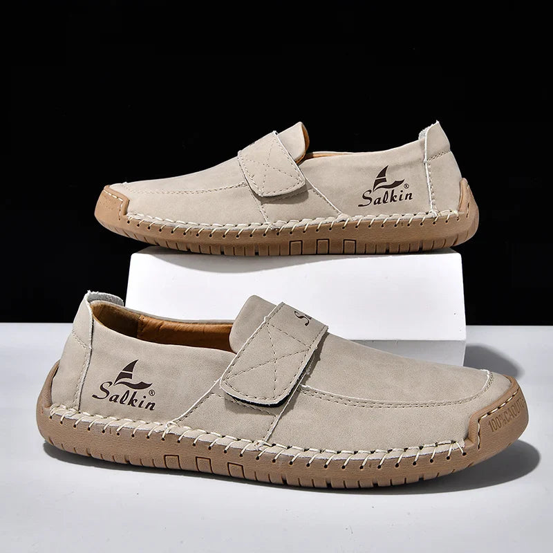 Handmade Men's Slip On Loafers Soft Leather Shoes Lightweight Breathable Driving Shoes Non Slip Daily Casual Outdoor Sneakers