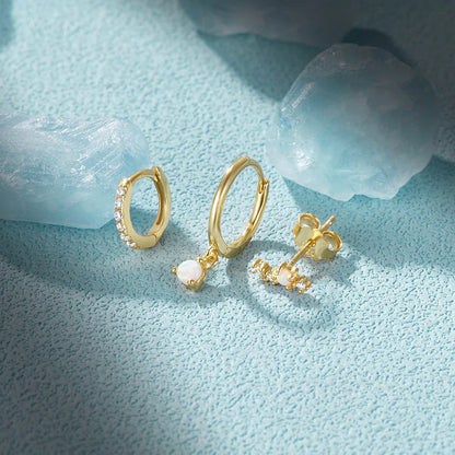925 Sterling Silver 3PCS DIY Hoop Earring With Piercing Stud Earring Set Women Men Party Wedding Jewelry Set pendientes 925