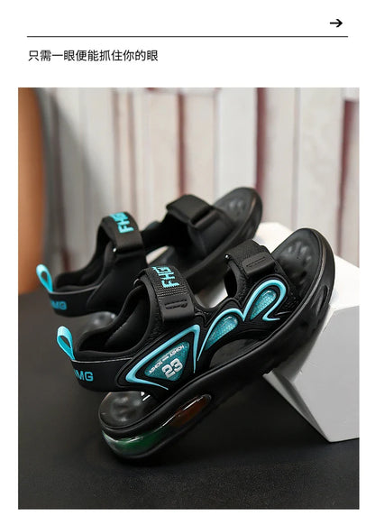 Summer Children's Sandals Outdoor Water Beach Breathable Speed Drying Shoes Boys Open Toe PU Air Cushion Sandals 28-39