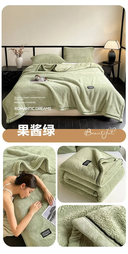 Shumian velvet thickened warm blanket coral velvet blanket, milk velvet long velvet light luxury blanket blanket