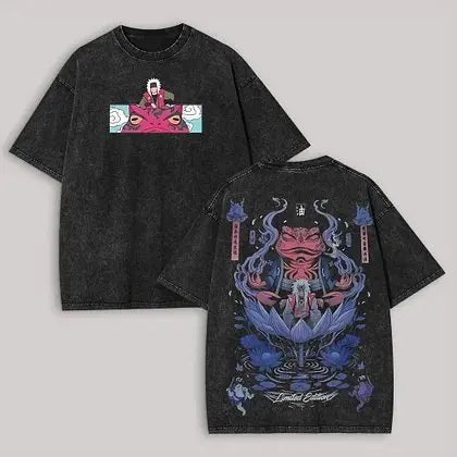 Short Sleeve Tee Anime Washed Vintage Graphic T-Shirt Man Women Cosplay Casual Tops Y2k Streetwear