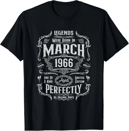 Vintage Legend Born in 1966 59th Birthday Tee 59 Years Old T-Shirt Custom Printed Graphic T Shirts Mens Clothing Ropa Hombre