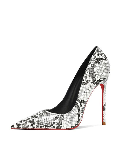 Summer fashion new snake patterned high heels for women slim heels, sexy, shallow mouth, niche temperament, pointed single shoes