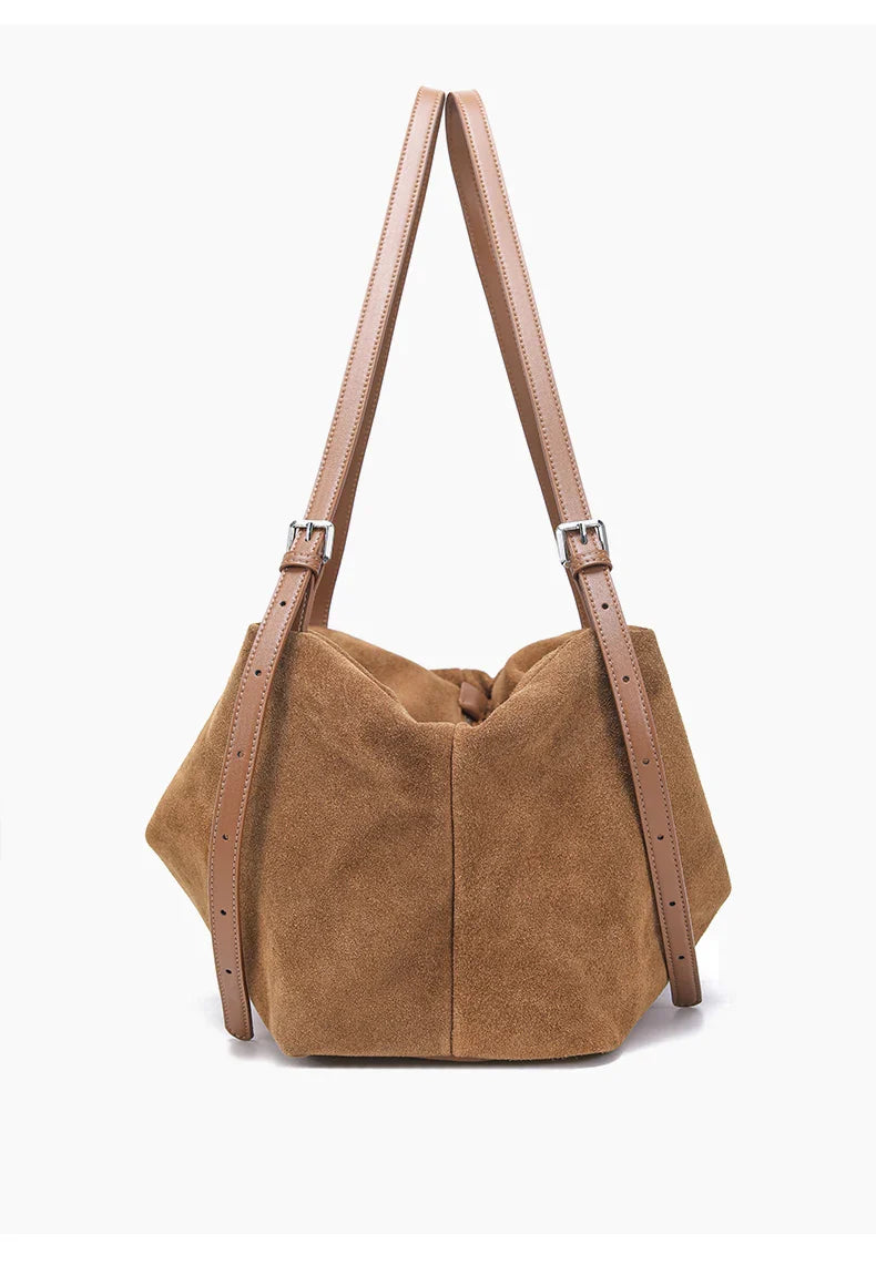 Women's Natural Nuede Genuine Leather Handbags Ladies large capacity Tote Bag Female Design Luxury Commuting Yoga Bag  hobo bag