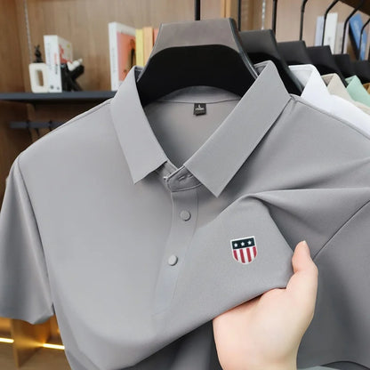 New Polo Shirt For Man Summer Short Sleeves Lapel Printing Trend Brand T-Shirt Business Leisure Ventilate Versatile Men's Wear