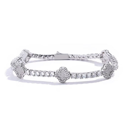 D VVS1 Moissanite Tennis Bracelet Four Leaf Clover s925 Sterling Silver Plated 18k with GRA Wedding Bracelets for Women