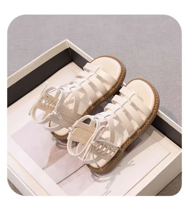 2026 Children Sandals High-top Kids Girls Sandals Baby Sandals High Quality Flat Cut-Outs Beach Sandals