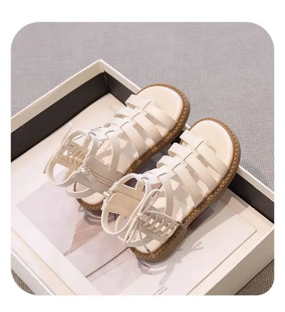 2026 Children Sandals High-top Kids Girls Sandals Baby Sandals High Quality Flat Cut-Outs Beach Sandals