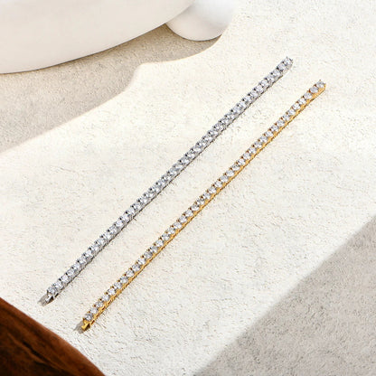 D Color Round Cut 5.0 4.0mm Moissanite Tennis Bracelet for Women Man Real 925 Sterling Silver Pass Diamond Tester Gift