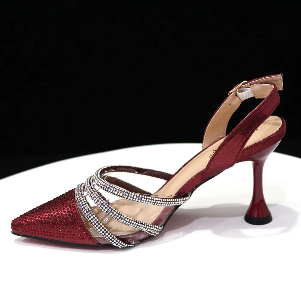 Newest INS Style Orange Color Elegant High Heels Nigeria Popular Design African Ladies Shoes And Bag Set