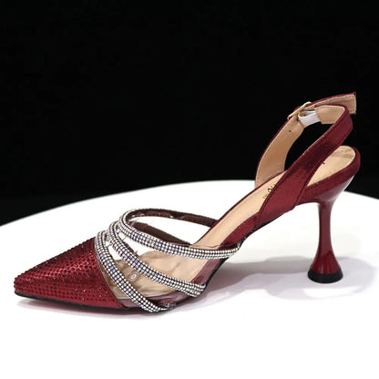 Newest INS Style Orange Color Elegant High Heels Nigeria Popular Design African Ladies Shoes And Bag Set