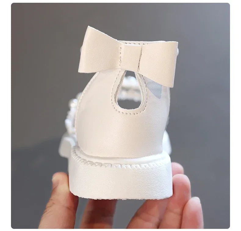 Children's Sandals Summer Girls Princess Causal Bowtie Roman Sandals Fashion Sweet Kid Party Non-slip Open-toe Sandals Hook Loop
