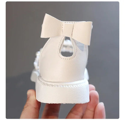 Children's Sandals Summer Girls Princess Causal Bowtie Roman Sandals Fashion Sweet Kid Party Non-slip Open-toe Sandals Hook Loop
