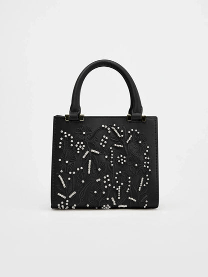 Bolsa Tote Mini Duffel Pérola, Bolsa Transversal Feminina com Correntes, Bolsa Pequena Elegante Designer de Luxo Feminina