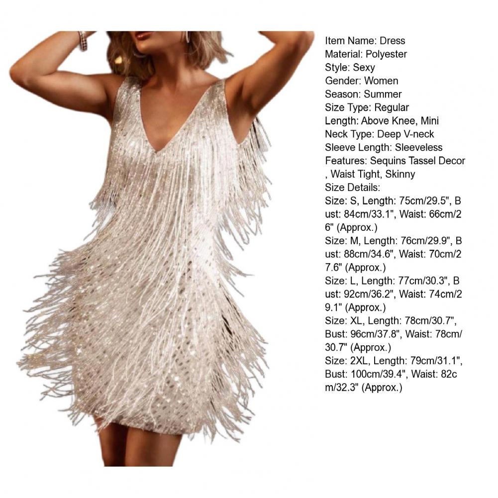 Elegant Dress Stretchy Tassel Sequins Decor Sexy Bodycon Mini Dress Pure Colors Above Knee Summer Dress Club Wear