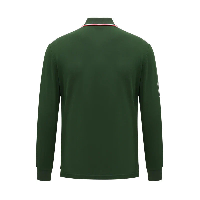 Men's polo shirt Europe Italy long sleeve casual high-end cotton embroidery luxury stitching contrast color original design