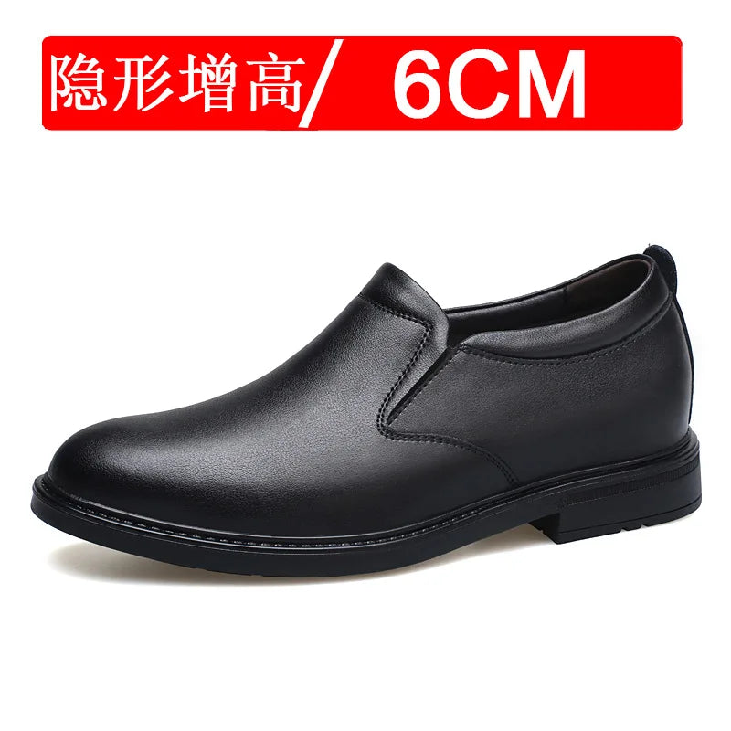 Height Increasing Shoes for Men 6cm 8cm Invisible Elevator Leather Casual Shoes Leathe Zapatillas De Hombre Large-sized Shoes