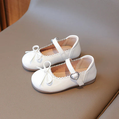 Summer Girl's Princess Shoes Bowknot Round Toe Hook-loop Shallow Cute Daily Kid's Flat Shoe Solid Colors Anti-slip Children Shoe