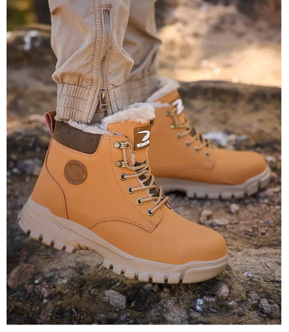 Winter Warm Men's Work Safety Boots Waterproof Sturdy Steel Toe Shoes Sports Shoes Safety Protection Cold Prevention