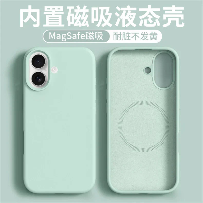 Magnetic Case For iPhone 17 Pro Max 17 Ari MagSafe Liquid Silicone Comfortable Feel Built in Flocking Protect Cover