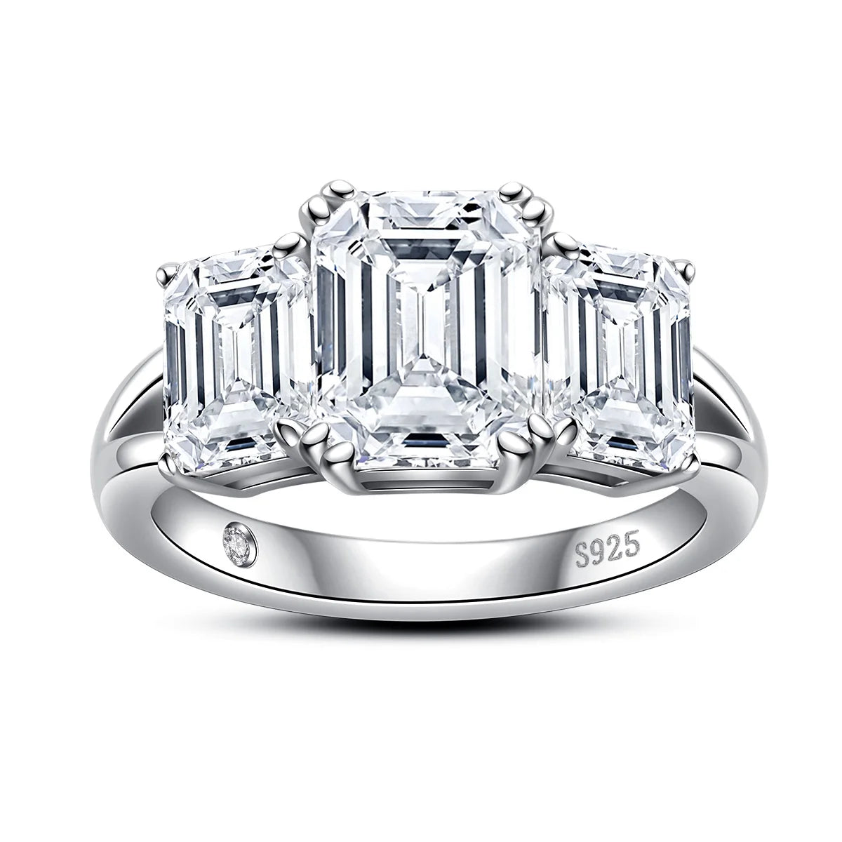 5cttw Emerald D Color Moissanite Engagement Ring 925 Sterling Silver Three-Stone Ring For Women Jewelry Wholesale