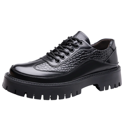 Retro Brown Men's Banquet Leather Shoes Thick Soled Wear-resistant Work Shoes2025 Classic Brand Men's Business Dress Shoes