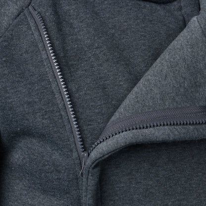 Moletom masculino outono inverno de cor sólida com capuz e zíper lateral manga longa