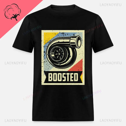 New Boost Turbo Engine Printing T-Shirt Car Parts Funny Mechanic Cotton Teemen 2024 Summer Fashion Top Personality Mans Clothing