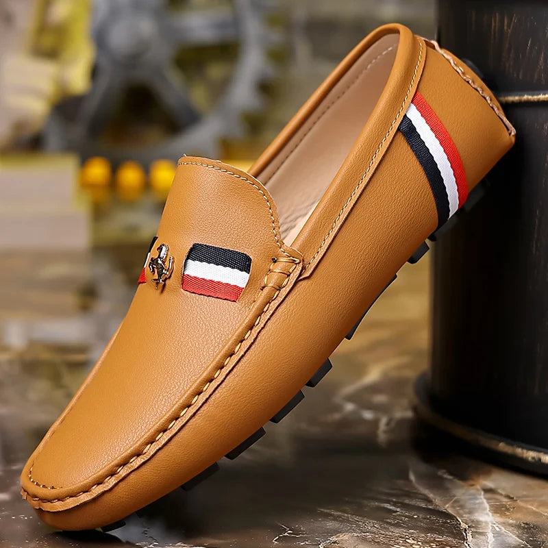 White Loafers Mens Black Leather Loafers for Man Casual Slip on Moccasins Men Comfy Moccasin Driving Shoes for Men