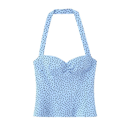 Women's Top 2026 Summer New Style Solid Color Polka Dot Decor Halter Neck Sexy Top Vacation Style Fashionable and Unique