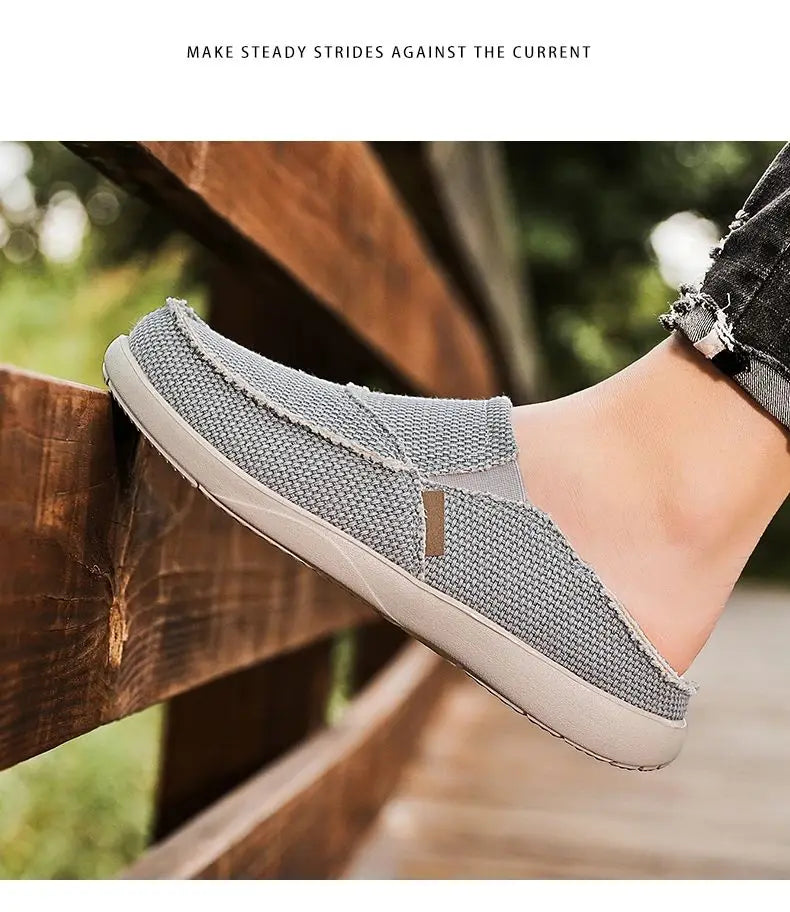 2024 Summer Men Canvas Shoes Espadrilles Breathable Casual Shoes Men Loafers Comfortable Ultralight Lazy Boat Shoes Big Size 47