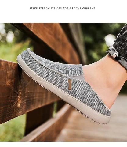2024 Summer Men Canvas Shoes Espadrilles Breathable Casual Shoes Men Loafers Comfortable Ultralight Lazy Boat Shoes Big Size 47