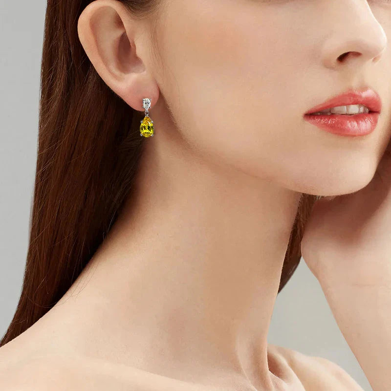 Pear Cut Mossanite Gemstone Drop Earrings 7*11MM for Women Lab Grown Emerald Pink Padparadscha Wedding Party Stud Earring