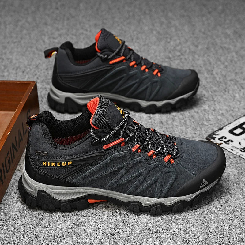 High Quality Leather Hiking Shoes Durable Outdoor Sport Men Trekking Leather Shoes Lace-Up Climbing Hunting Sneakers