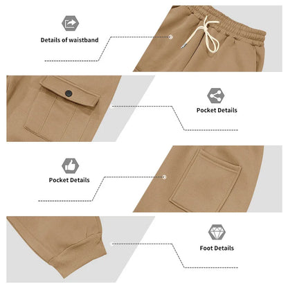 Autumn and winter men's velvet loose casual tooling outdoor sports fashion hooded sweater set