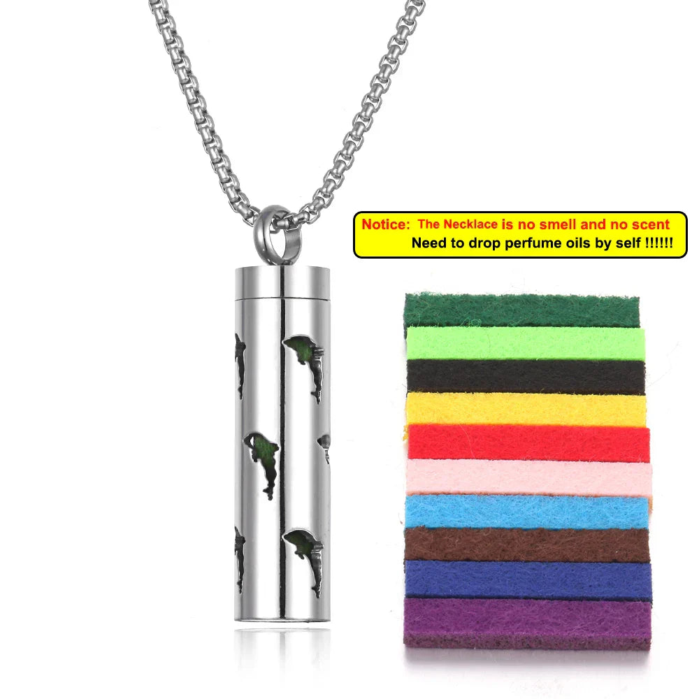 Long Strip Stainless Steel Aromatherapy Necklace Perfume Diffuser Essential Oil Diffuser Pendant Necklace Jewelry Accessories