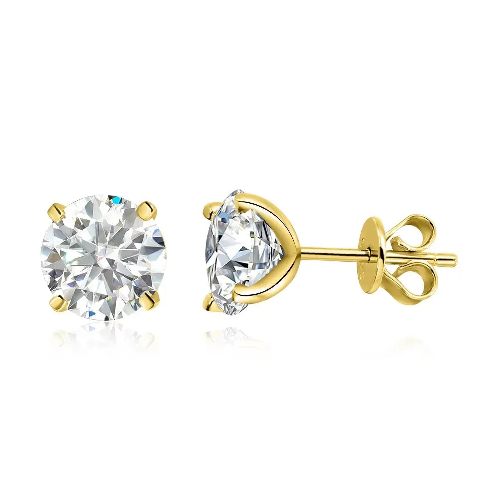 18K Plated 0.1-3CT Moissanite Stud Earrings for Women Men Sparkling Classic Bridal Jewelry 925 Silver Rose Gold Earring
