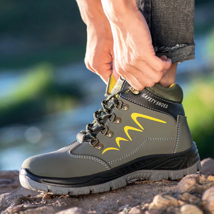 Waterproof  Indestructible Men Safety Shoes Construction Steel Toe Work Boots Non Slip Navy Platform Botas For Men Shoes