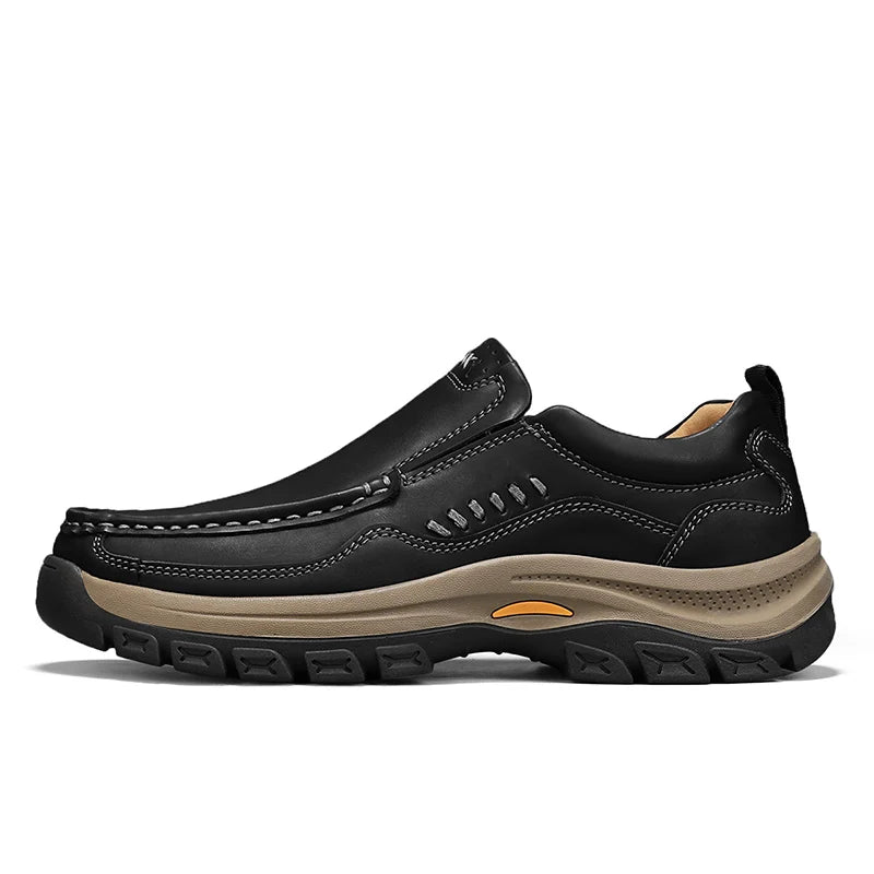 Men's Hand-Stitched Fashion Loafers, Solid Color Low-Top Casual Shoes, Simple Trendy Slip-On Sneakers, Men's Shoes for All Seasons, Daily Office Business Shoes, Large Size Men's Shoes