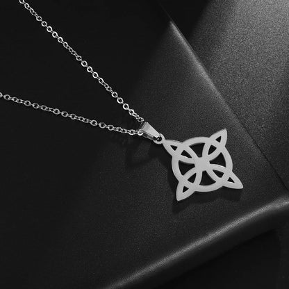 Witchcraft Witch Knot Necklace Irish Trinity Knot Triple Spiral Pendant Stainless Steel Ankh Cross Pentagram Amulet Jewelry