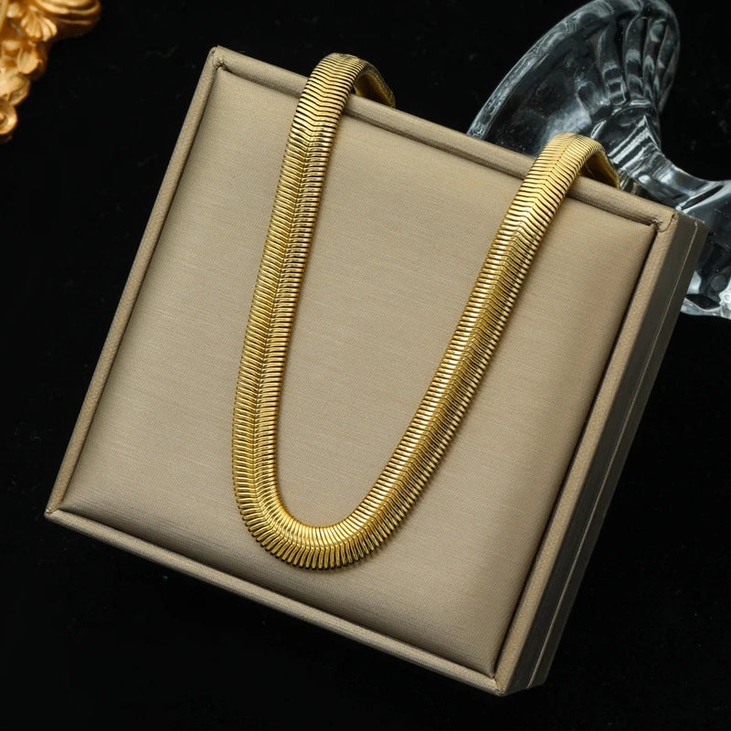316L Stainless Steel Metal Chain Necklace For Women Fashion 18K Gold Plated Neck Chain Waterproof Jewelry Lady Gift