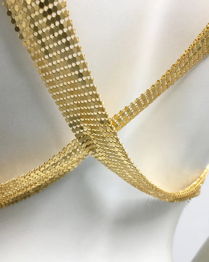 Shiny Metal Sequin Party Tank Top For Women Sexy Deep V Neck Backless Off The Shoulder Camisole Rave Nightclub Crop Top 2024 New
