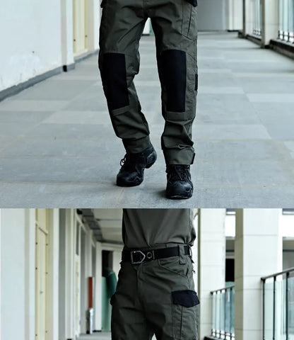 Wear-Resistant Outdoor Tactical Pants Mens Casual T-shirt Cargo Trousers Multi-pocket Waterproof Pant Hiking Training Workwear